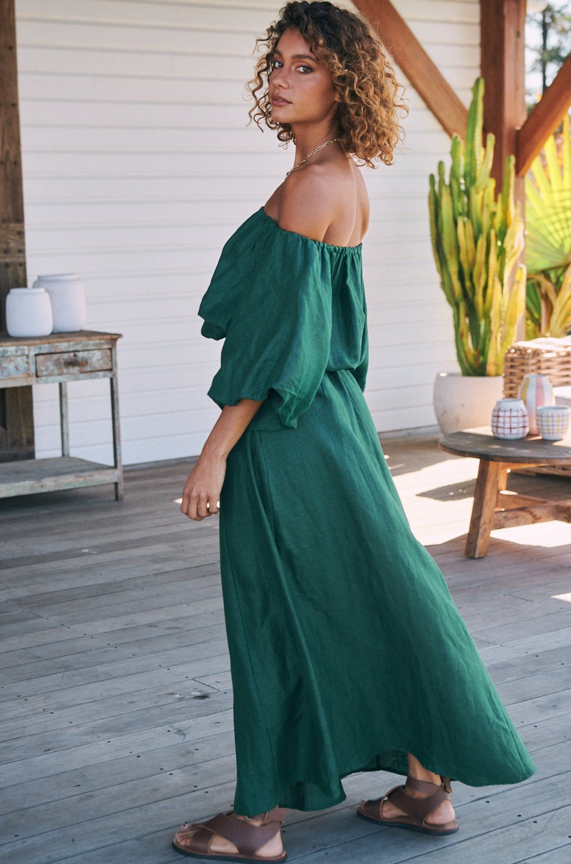 Green sales bohemian dress