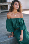 JAASE | HALLIE LINEN MAXI DRESS EMERALD | Bohemian Love Runway
