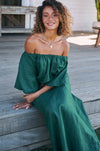JAASE | HALLIE LINEN MAXI DRESS EMERALD | Bohemian Love Runway