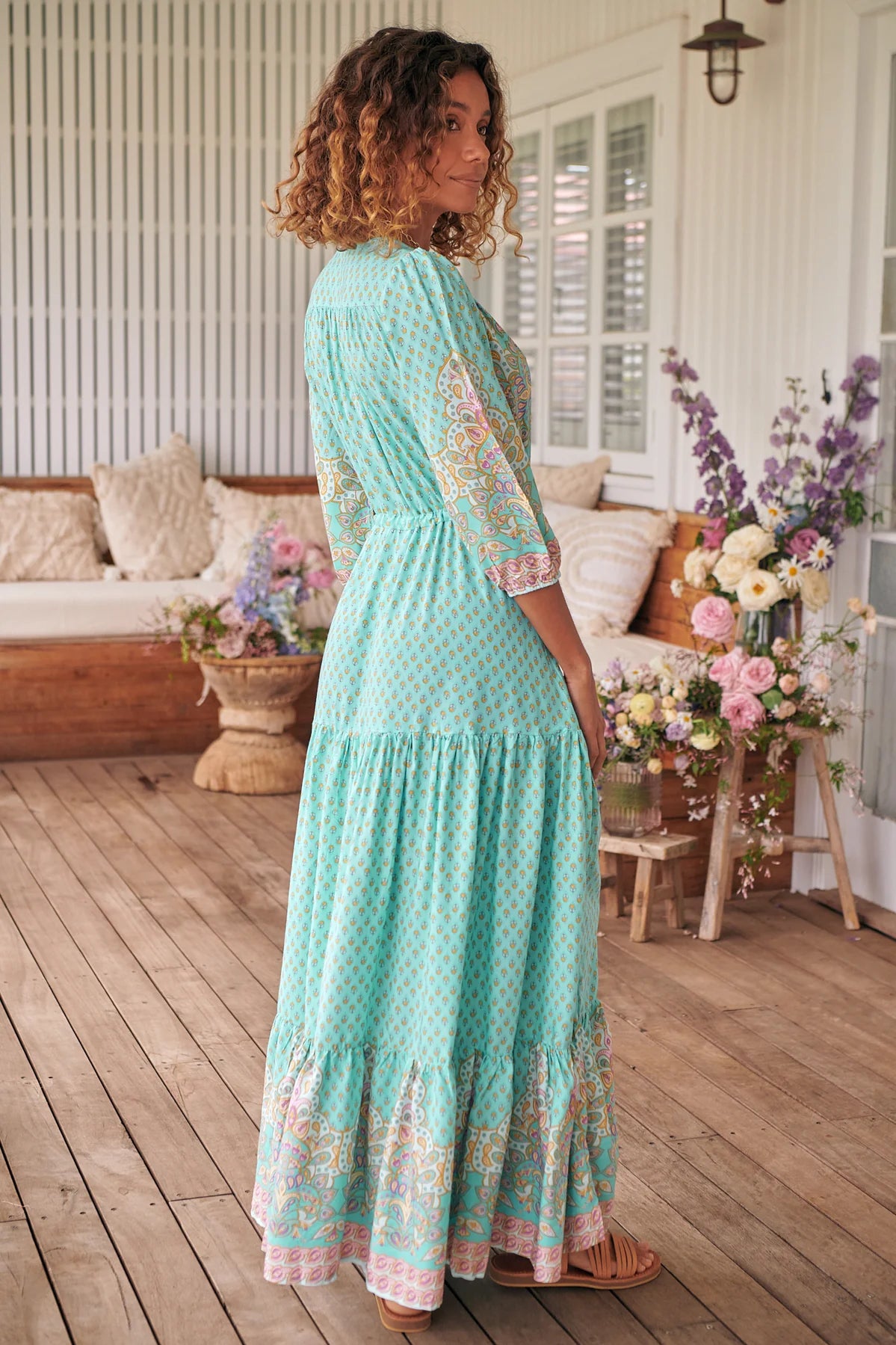 Green boho 2025 maxi dress