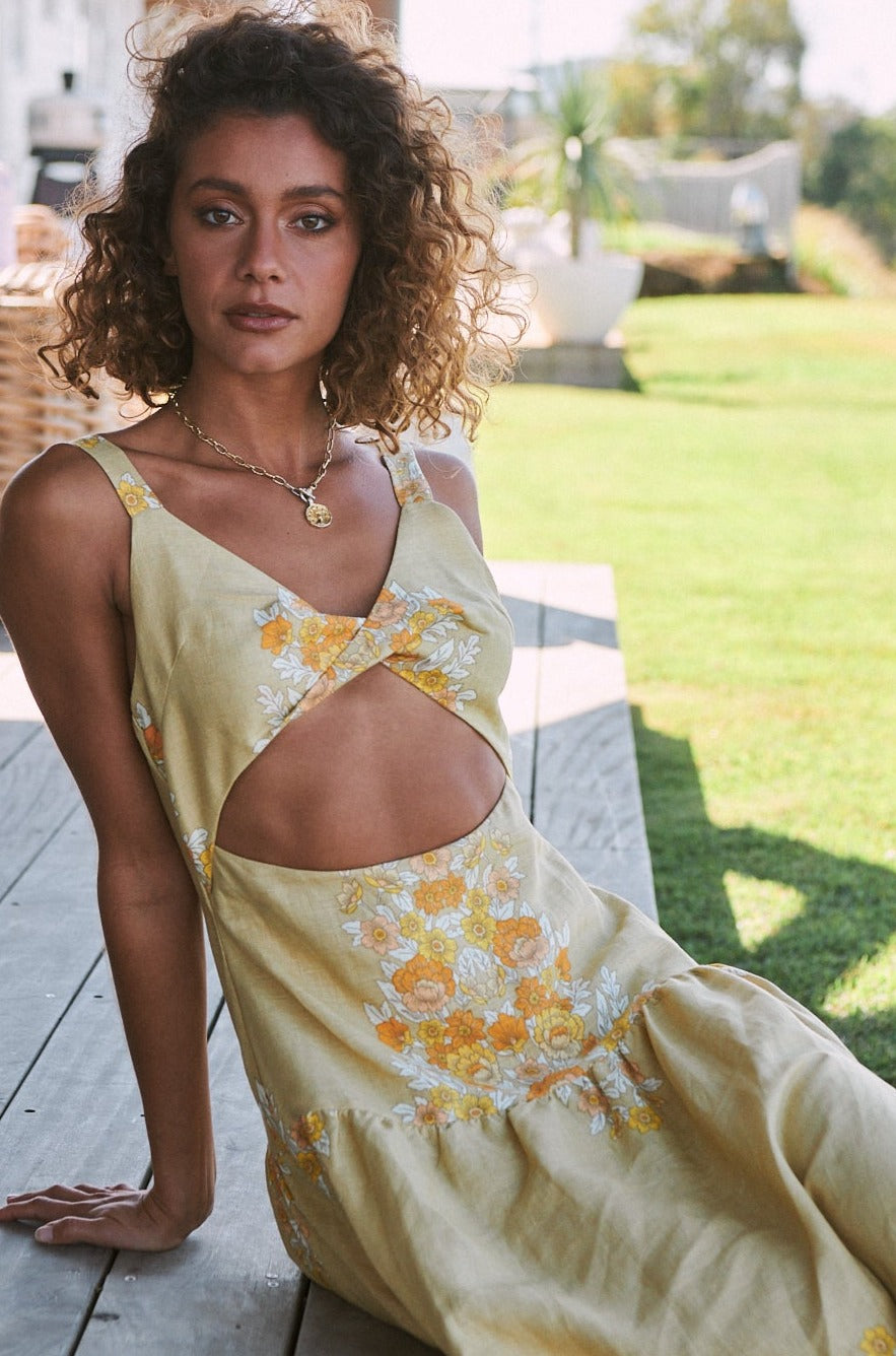  JAASE | DAYLILIES LINEN BIANCA MAXI DRESS | Bohemian Love Runway