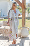 JAASE | DAYLILIES WHITE LINEN IVY MIDI DRESS | Bohemian Love Runway