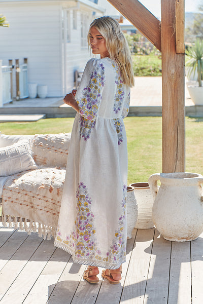 JAASE | DAYLILIES WHITE LINEN IVY MIDI DRESS | Bohemian Love Runway