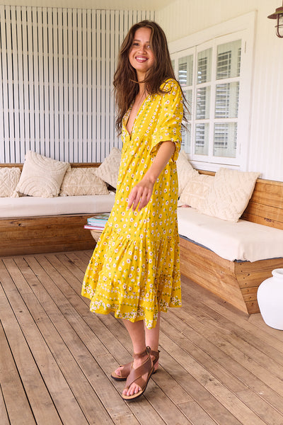 JAASE | SUNSHINE DAISY MONDAY MIDI DRESS | Bohemian Love Runway