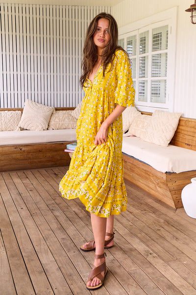 JAASE | SUNSHINE DAISY MONDAY MIDI DRESS | Bohemian Love Runway