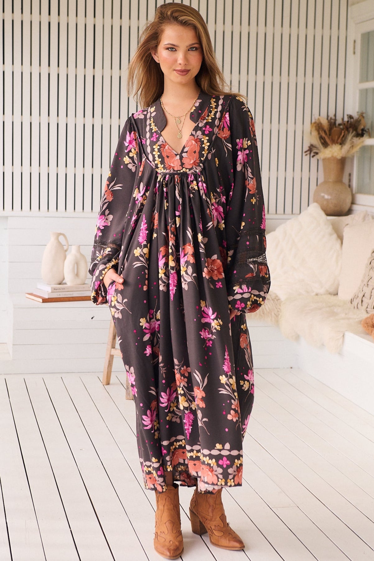  JAASE | MONARCH BLOOM BOHEME MIDI DRESS | Bohemian Love Runway