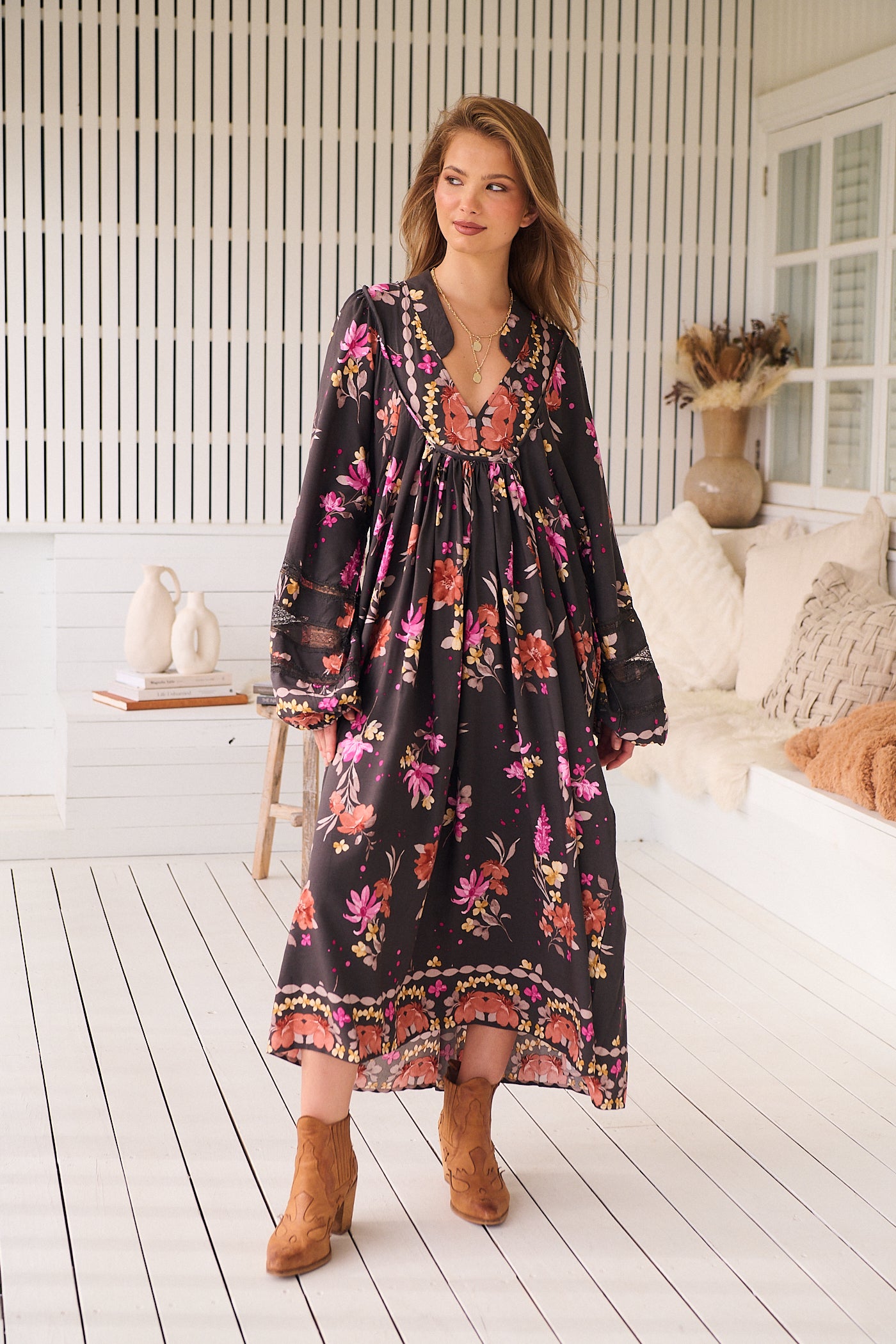  JAASE | MONARCH BLOOM BOHEME MIDI DRESS | Bohemian Love Runway