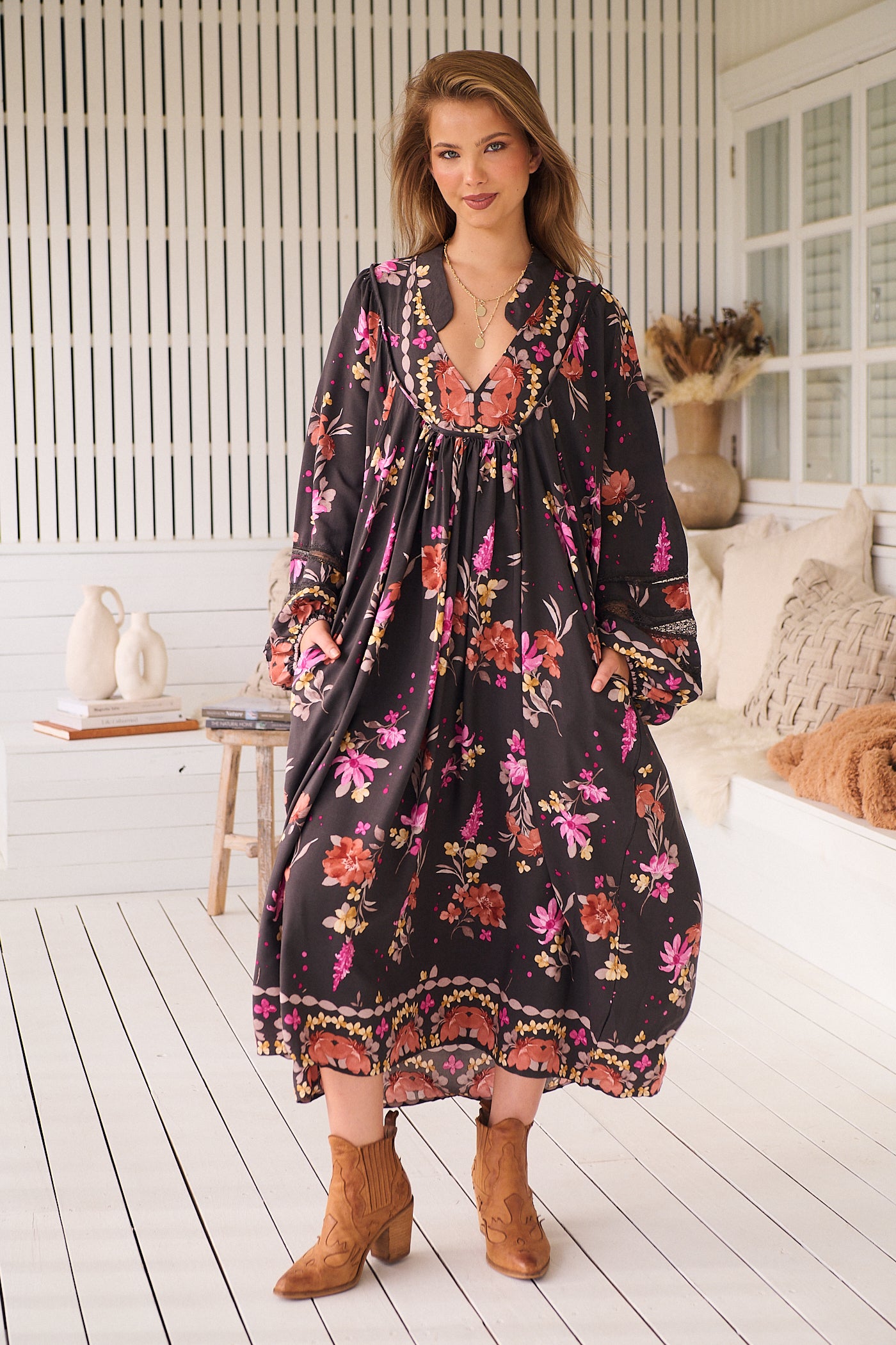  JAASE | MONARCH BLOOM BOHEME MIDI DRESS | Bohemian Love Runway