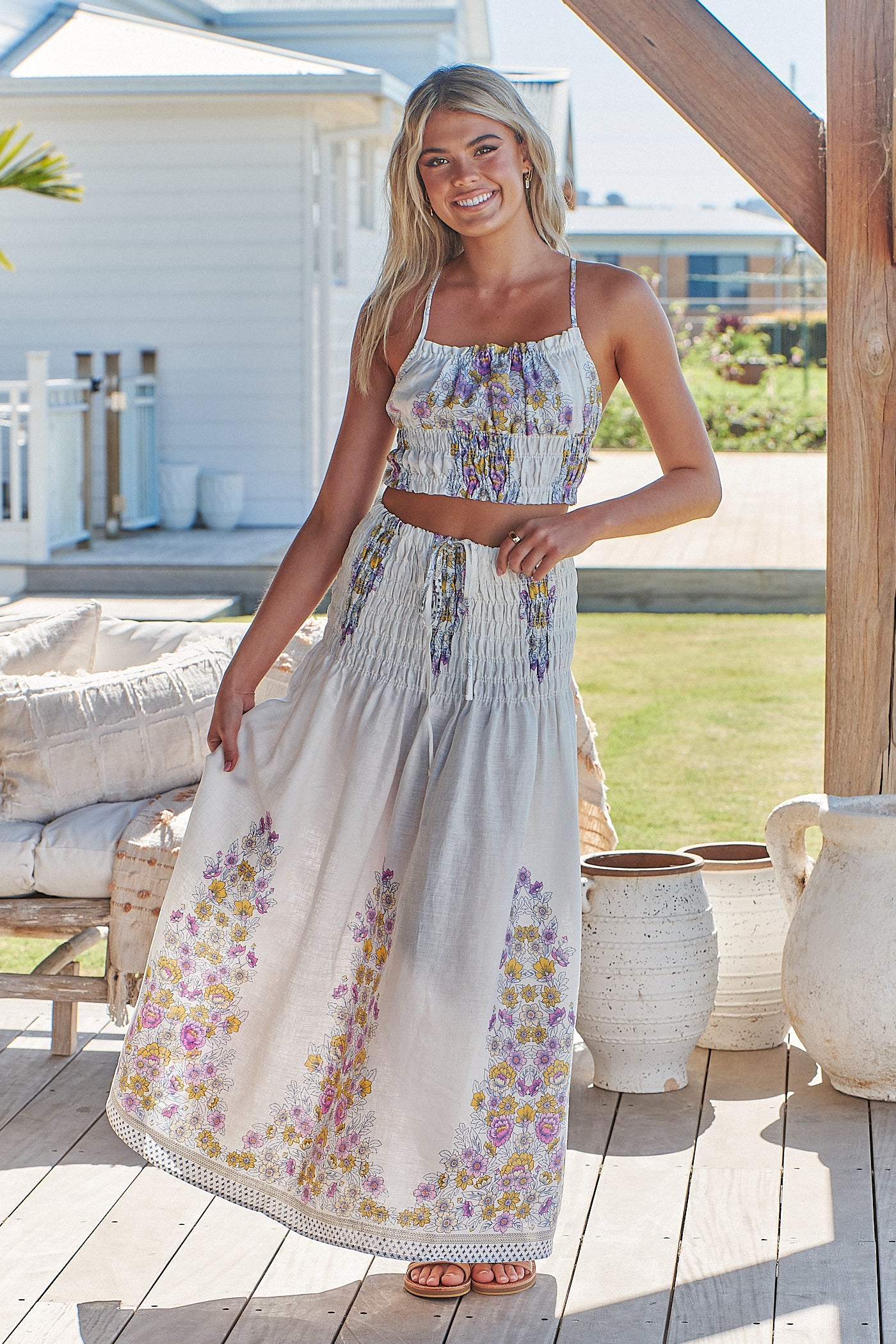  JAASE | DAYLILIES WHITE LINEN AURELIA CROP TOP | Bohemian Love Runway