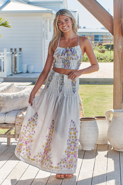 JAASE | DAYLILIES WHITE LINEN AURELIA CROP TOP | Bohemian Love Runway