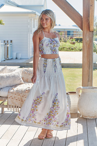 JAASE | DAYLILIES WHITE LINEN AURELIA CROP TOP | Bohemian Love Runway