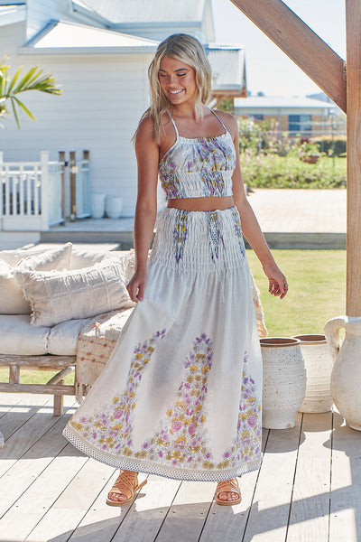 JAASE | DAYLILIES WHITE LINEN AURELIA CROP TOP | Bohemian Love Runway