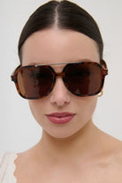 Lustre &amp; Sage Giselle tortoiseshell oversized square aviator sunglasses with amber Category 3 lenses