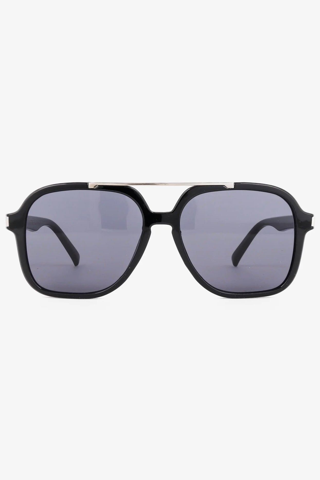 Lustre Sage Giselle black oversized square aviator sunglasses with smoke lenses for women