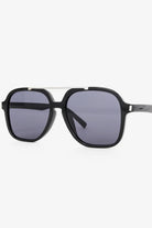 Lustre Sage Giselle black oversized square aviator sunglasses with smoke lenses for women