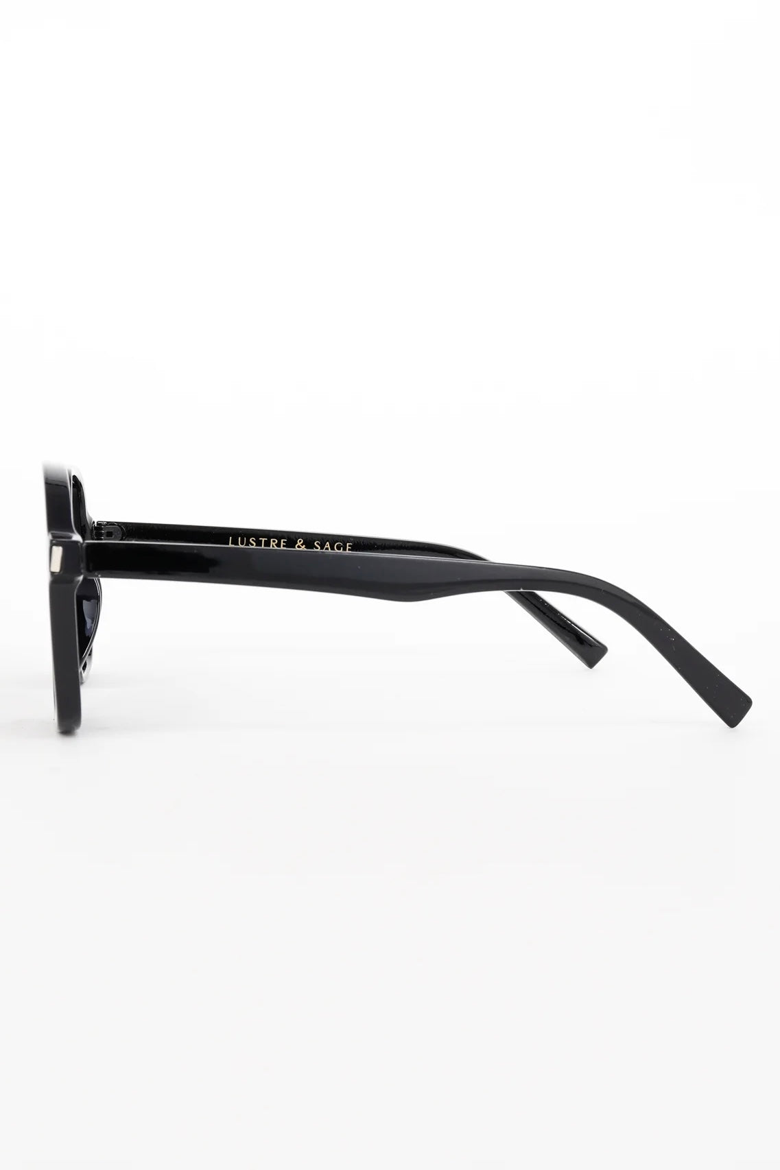 Lustre Sage Giselle black oversized square aviator sunglasses with smoke lenses for women