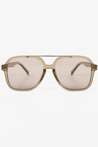 Lustre & Sage Giselle clear grey oversized square aviator sunglasses with smoke lenses