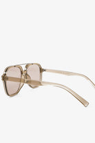 Lustre & Sage Giselle clear grey oversized square aviator sunglasses with smoke lenses