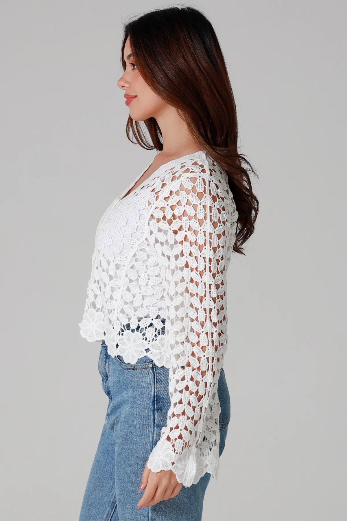  WILLOW | DAISY COTTON CROCHET CARDIGAN WHITE | Bohemian Love Runway
