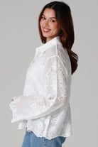  WILLOW | POET COTTON EMBROIDERY FLORAL SHIRT WHITE | Bohemian Love Runway