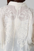 Cream cotton embroidered butterfly shirt with large butterfly embroidery across the back women’s boho top Australia