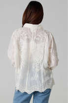 Cream cotton embroidered butterfly shirt with large butterfly embroidery across the back women’s boho top Australia