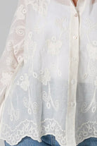 Cream cotton embroidered butterfly shirt with large butterfly embroidery across the back women’s boho top Australia