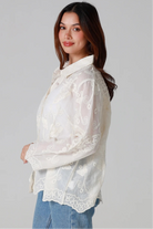 Cream cotton embroidered butterfly shirt with large butterfly embroidery across the back women’s boho top Australia