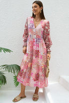 Boho woman in Sweet Dreams Fleur Midi Dress with patchwork florals and paisley prints - Bohemian Dresses Australia Bohemian Love Runway 