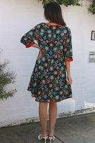 Emily boho mini dress with tie neckline empire waist tiered hem and pockets long sleeve bohemian dress Australia