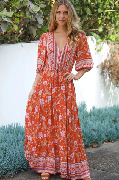 DREAMCATCHER | JAYLAH HALF SLEEVE MAXI DRESS | Bohemian Love Runway