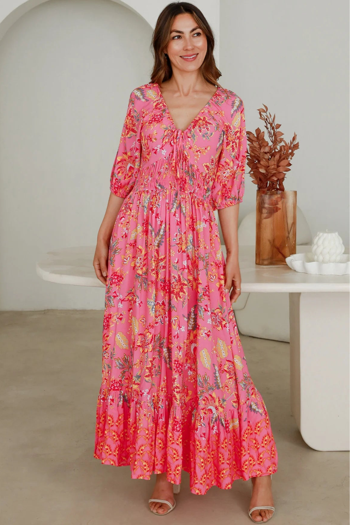  DREAMCATCHER | SINTRA V-NECK MAXI DRESS | Bohemian Love Runway