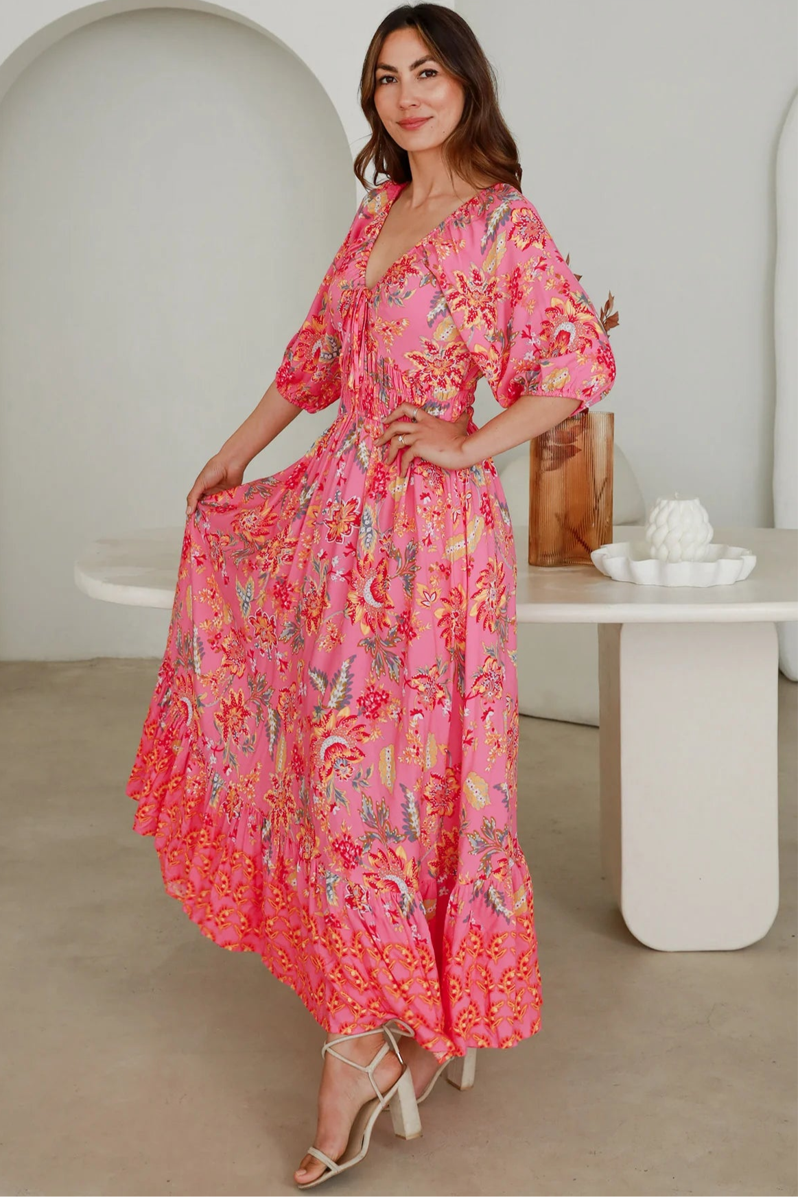  DREAMCATCHER | SINTRA V-NECK MAXI DRESS | Bohemian Love Runway