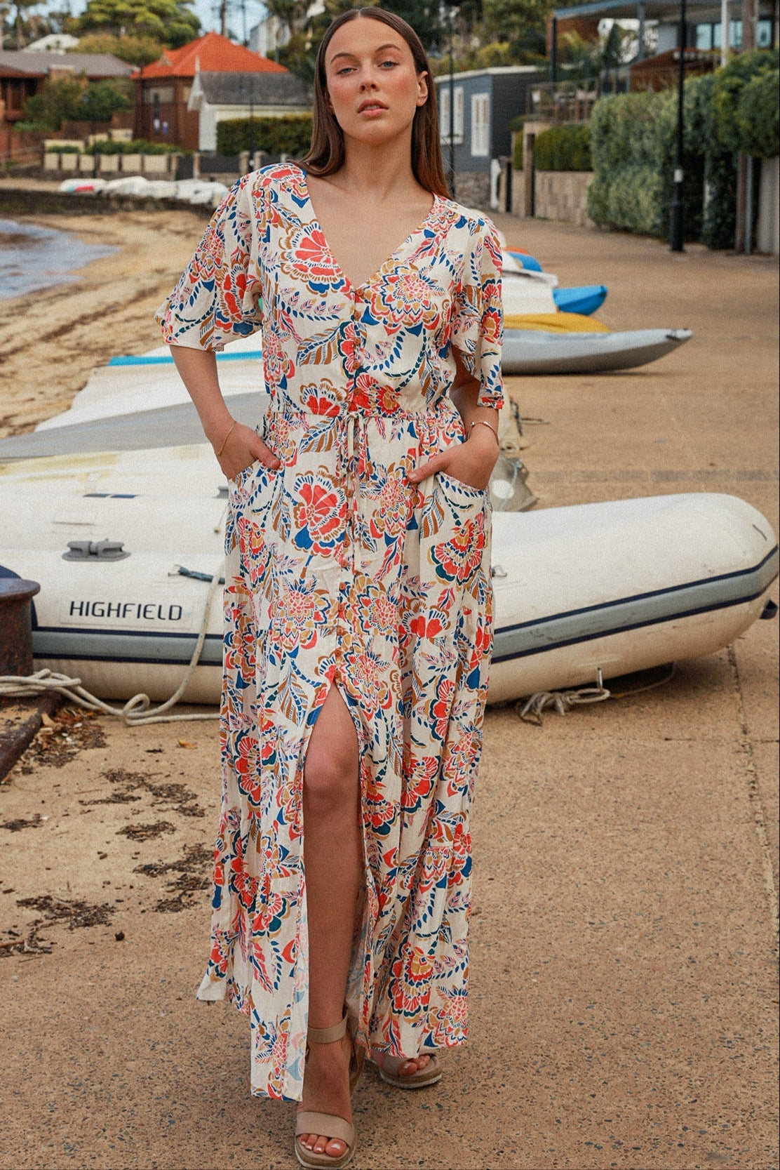  DREAMCATCHER | GISELLE V-NECK MAXI DRESS | Bohemian Love Runway