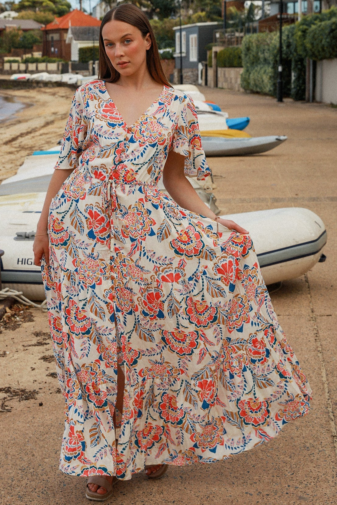  DREAMCATCHER | GISELLE V-NECK MAXI DRESS | Bohemian Love Runway