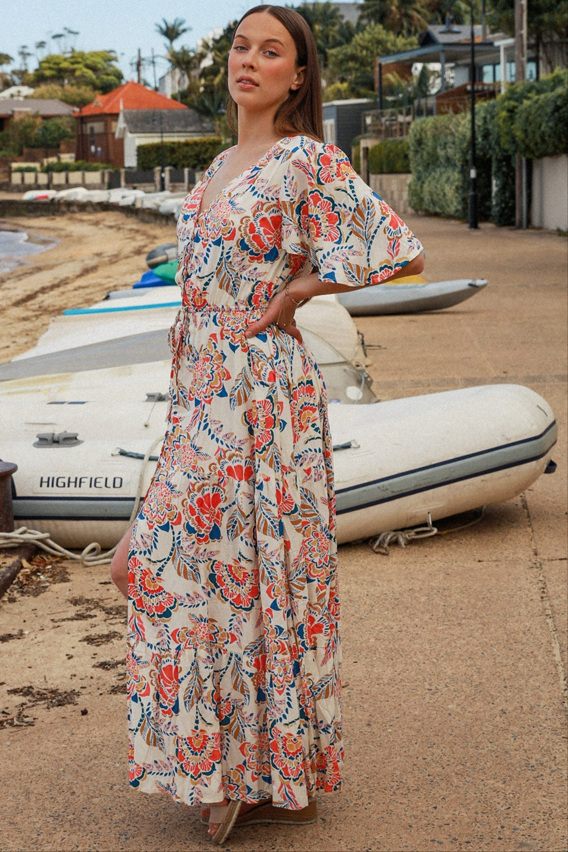  DREAMCATCHER | GISELLE V-NECK MAXI DRESS | Bohemian Love Runway