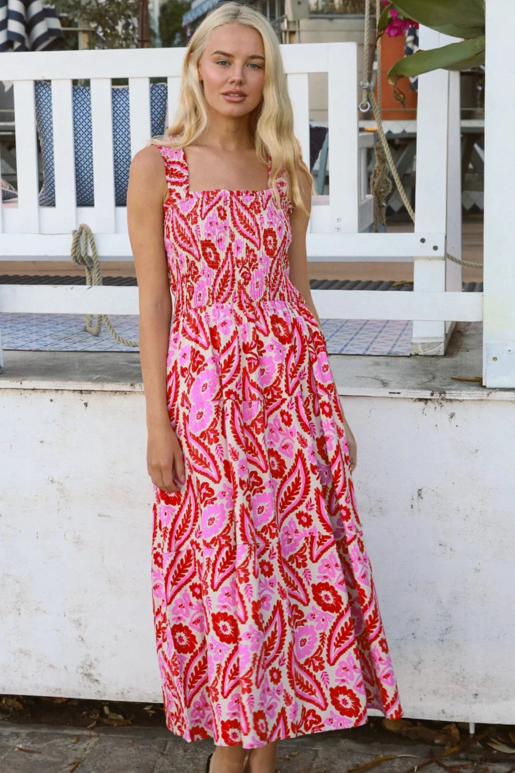  DREAMCATCHER | EVE MIDI DRESS LINEN/RAYON | Bohemian Love Runway