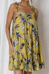 MINIMALIST | ALANA TIERED TROPICAL SUNDRESS MUSTARD | Bohemian Love Runway