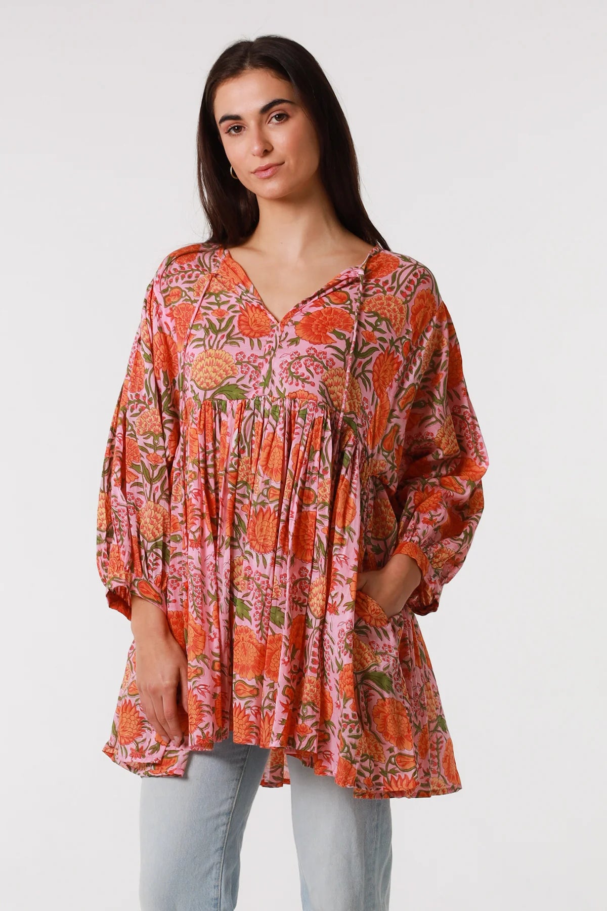  PEACOCK FEATHER | LOTTIE COTTON TUNIC BLOUSE | Bohemian Love Runway