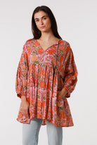  PEACOCK FEATHER | LOTTIE COTTON TUNIC BLOUSE | Bohemian Love Runway