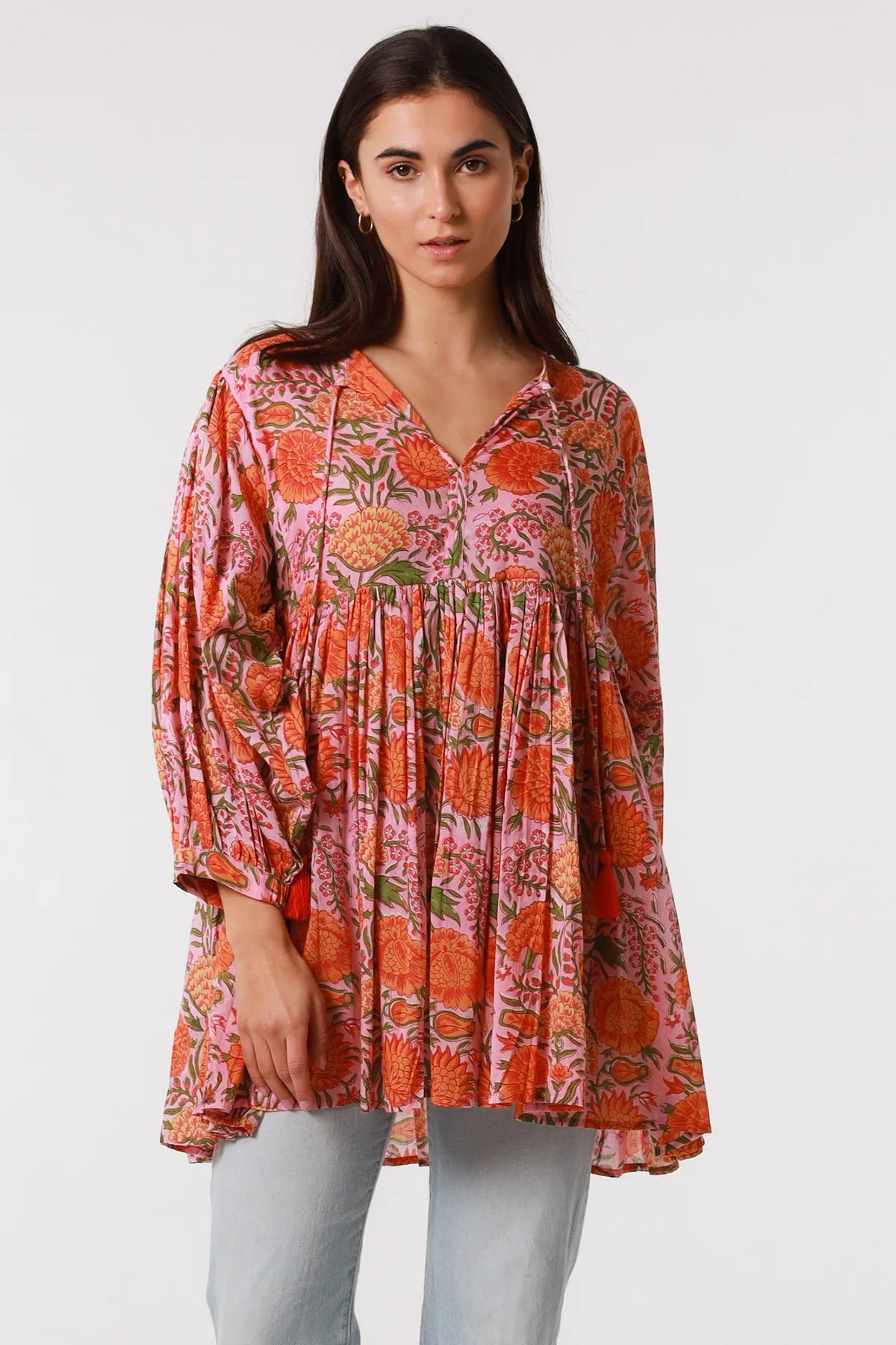  PEACOCK FEATHER | LOTTIE COTTON TUNIC BLOUSE | Bohemian Love Runway