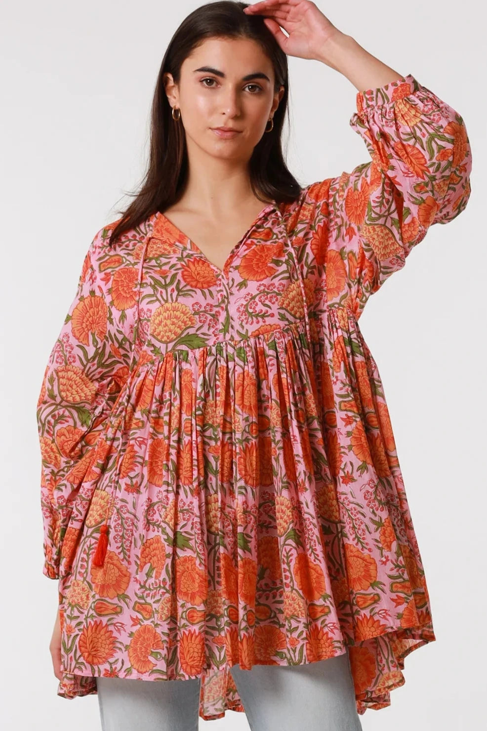  PEACOCK FEATHER | LOTTIE COTTON TUNIC BLOUSE | Bohemian Love Runway