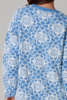 Fluffy brushed blue floral longline cardigan soft halo knit cosy winter knitwear Australia one size