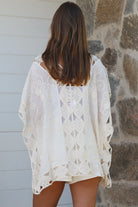 Cream crochet cotton top with embroidery scalloped hem Willow The Label boho clothing Australia