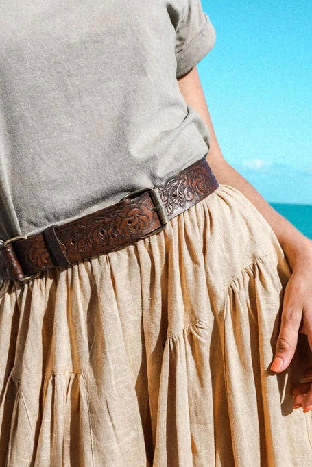  HOBO AND HATCH | ROSA LEATHER BELT VINTAGE BROWN | Bohemian Love Runway