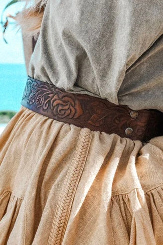  HOBO AND HATCH | ROSA LEATHER BELT VINTAGE BROWN | Bohemian Love Runway