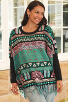  ISABELLA | ARIZONA WIDE KNIT FRINGE JUMPER JADE | Bohemian Love Runway