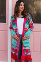  ISABELLA | BOBBIE KNIT CARDIGAN PINK FRINGE | Bohemian Love Runway