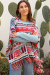 ISABELLA | ARIZONA WIDE KNIT FRINGE JUMPER BLUE | Bohemian Love Runway