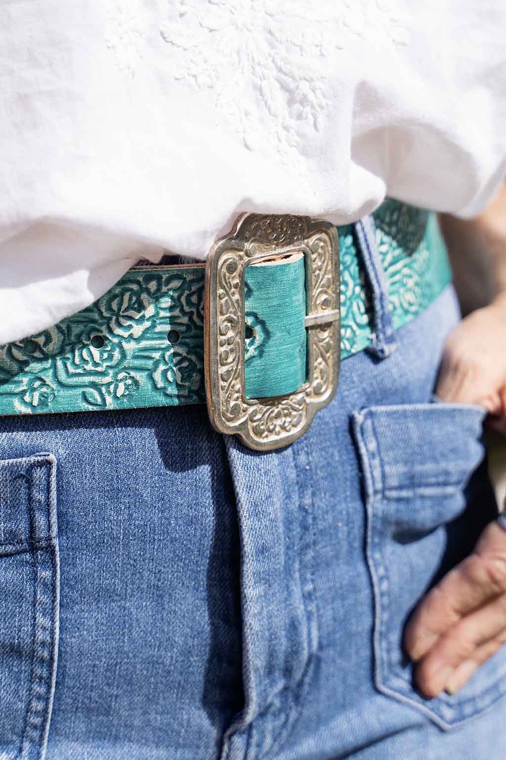  HOUSE OF SKYE | DESERT ROSE LEATHER BELT TURQUOISE | Bohemian Love Runway